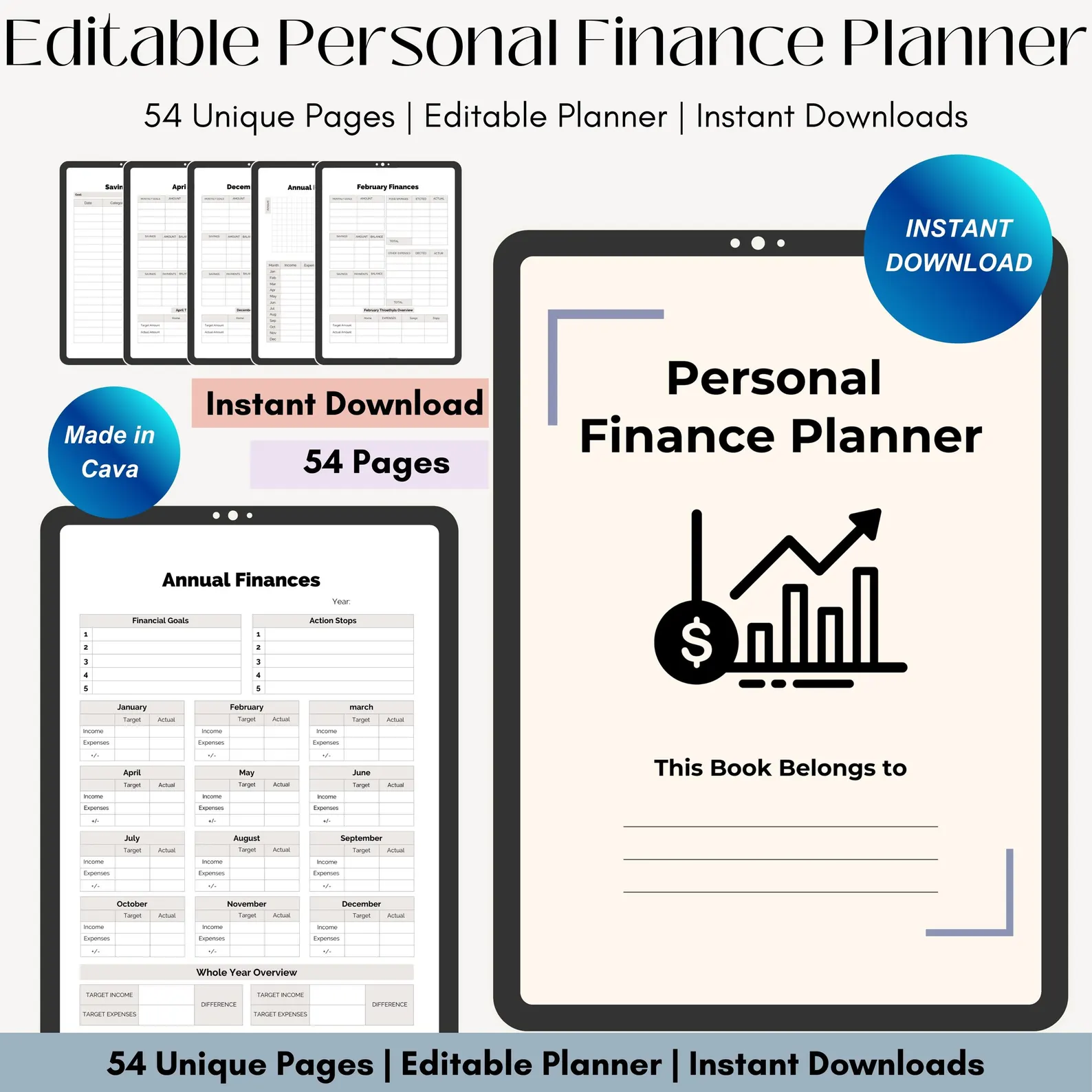 Editable Finance Planner Bundle: Budget & Savings Tracker - Image 3