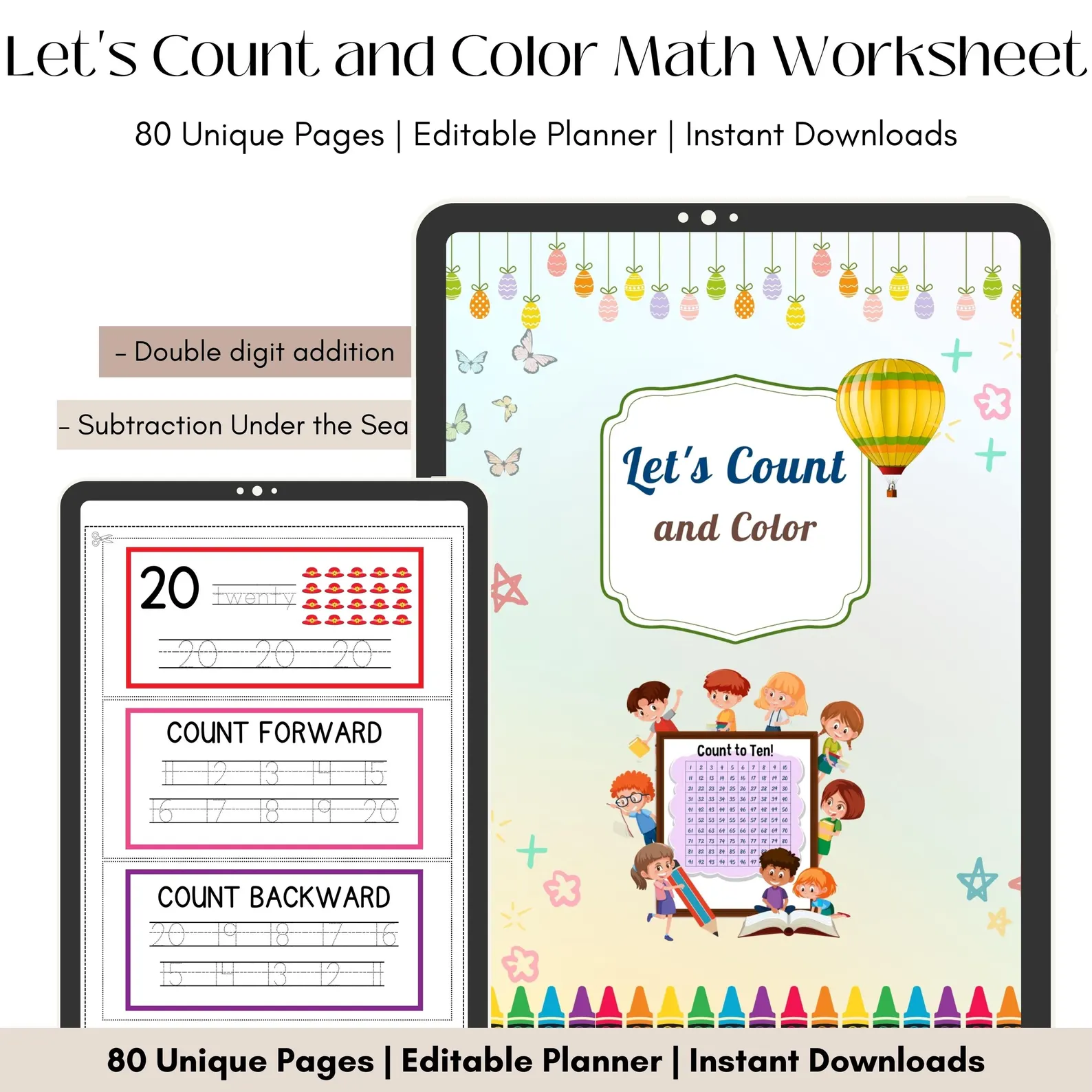 Count and Color Math Worksheets: Preschool Learning Activities - Image 2