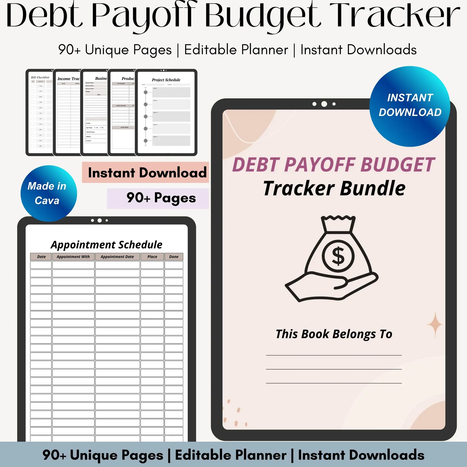 Debt Payoff Budget Tracker Bundle: Editable Canva Planner - Image 4