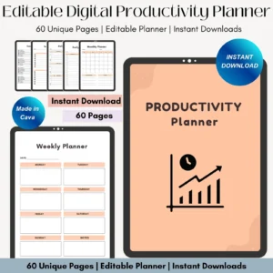 Editable Productivity Planner: Canva Journal Pages