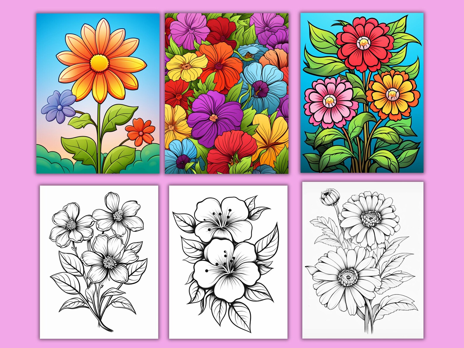 Flower Coloring Pages for Kids: 280 Simple Floral Designs (Digital Download) - Image 3