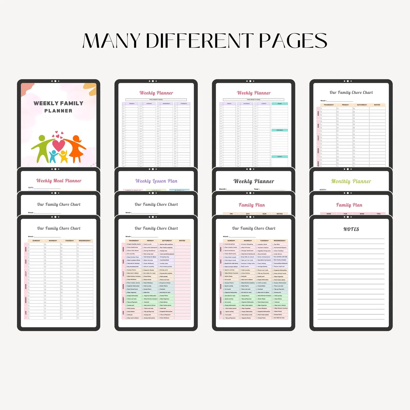 Editable Weekly Family Planner: Chore Chart, Meal Plan - Image 4
