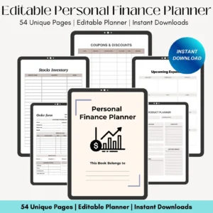 Editable Finance Planner Bundle: Budget & Savings Tracker