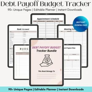 Debt Payoff Budget Tracker Bundle: Editable Canva Planner