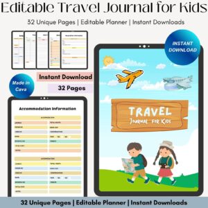 Kids Travel Journal: Vacation Planner, Itinerary, Activities