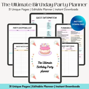 Editable Birthday Party Planner 31-Page Canva Template