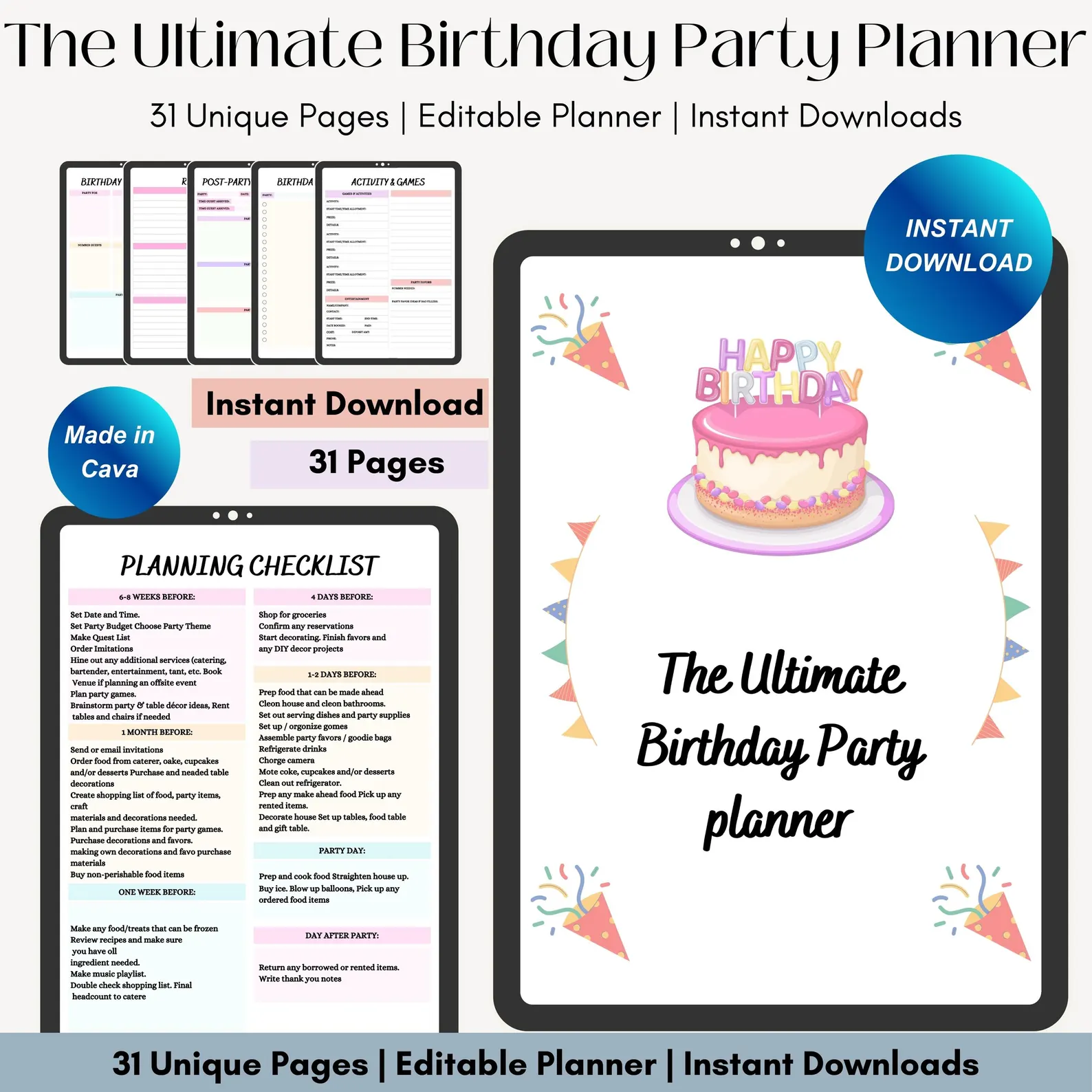 Editable Birthday Party Planner 31-Page Canva Template - Image 5