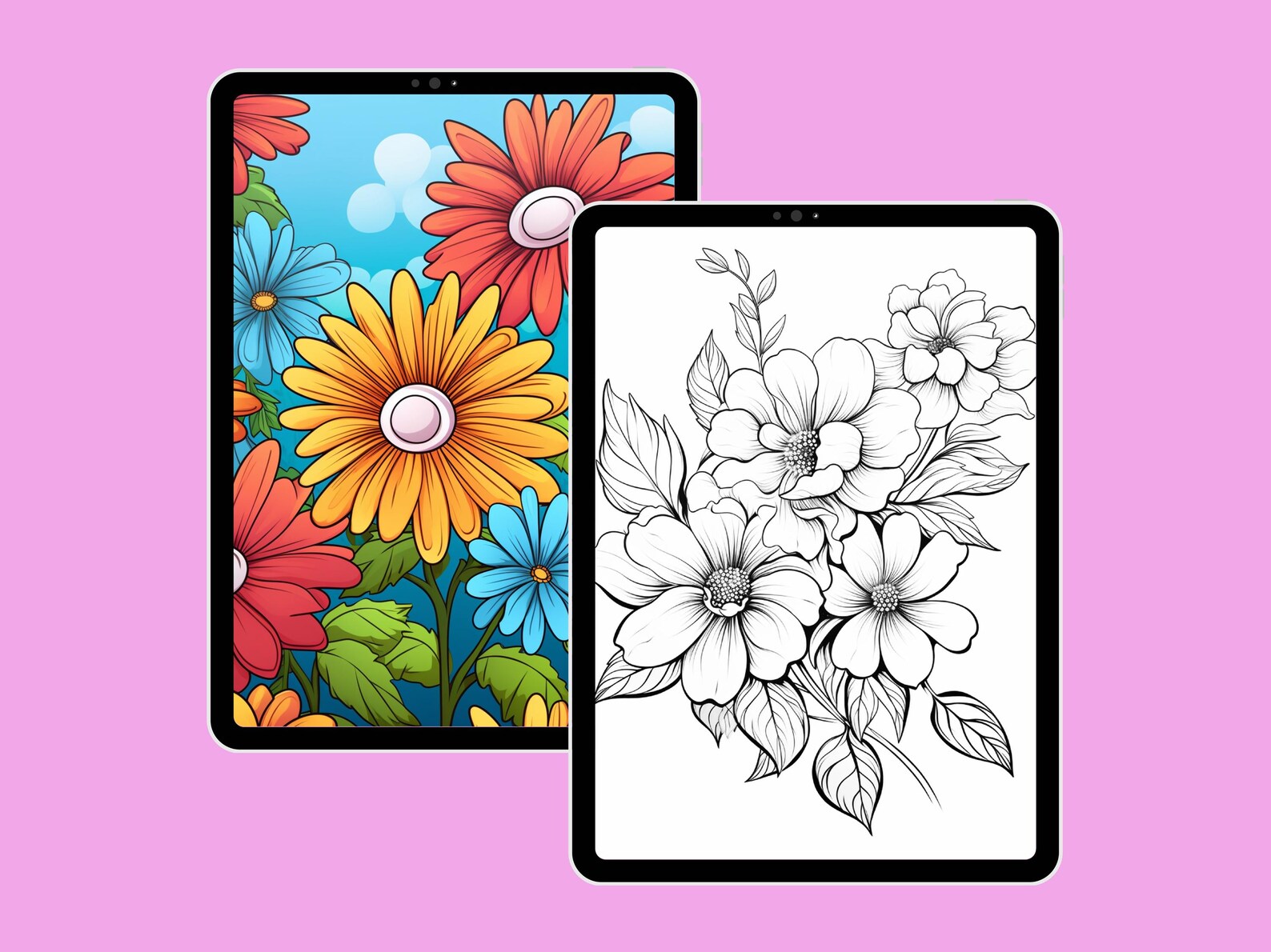 Flower Coloring Pages for Kids: 280 Simple Floral Designs (Digital Download) - Image 4