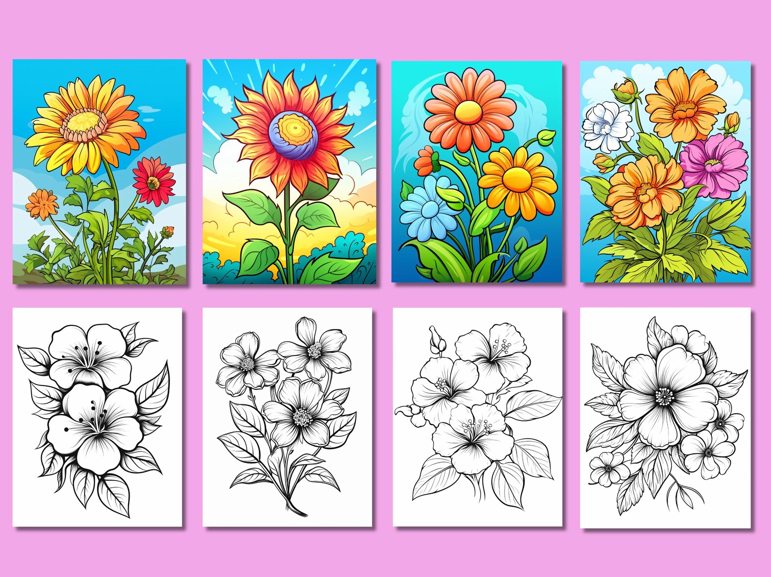 Flower Coloring Pages for Kids: 280 Simple Floral Designs (Digital Download) - Image 5