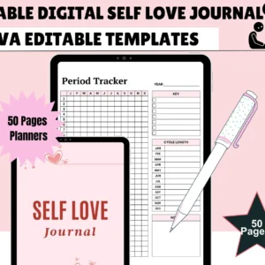 Self Love Journal, Wellness Tracker, 50 Page Planner