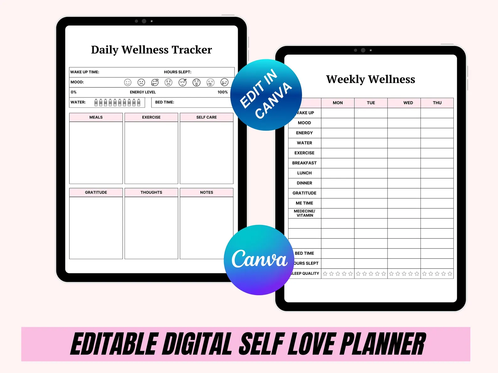 Self Love Journal, Wellness Tracker, 50 Page Planner - Image 3