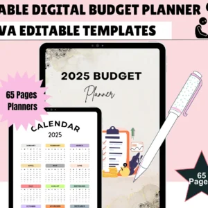 2025 Digital Budget Planner, Finance Tracker, Canva Template