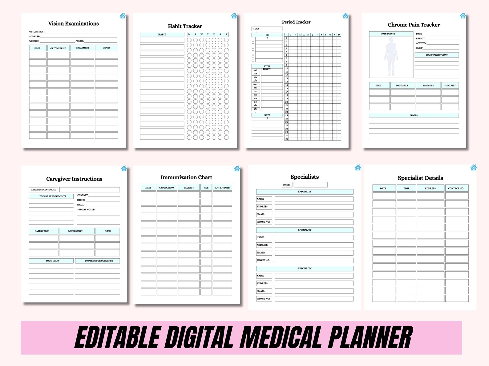 Editable Digital Medical Planner | Canva Wellness Template - Image 3