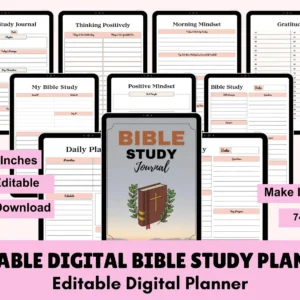 Prayer Journal Bundle: Bible Study, Gratitude Prompts (Canva Template & Printable PDF)