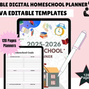 2025-2026 Homeschool Planner: Digital Daily & Weekly Organizer