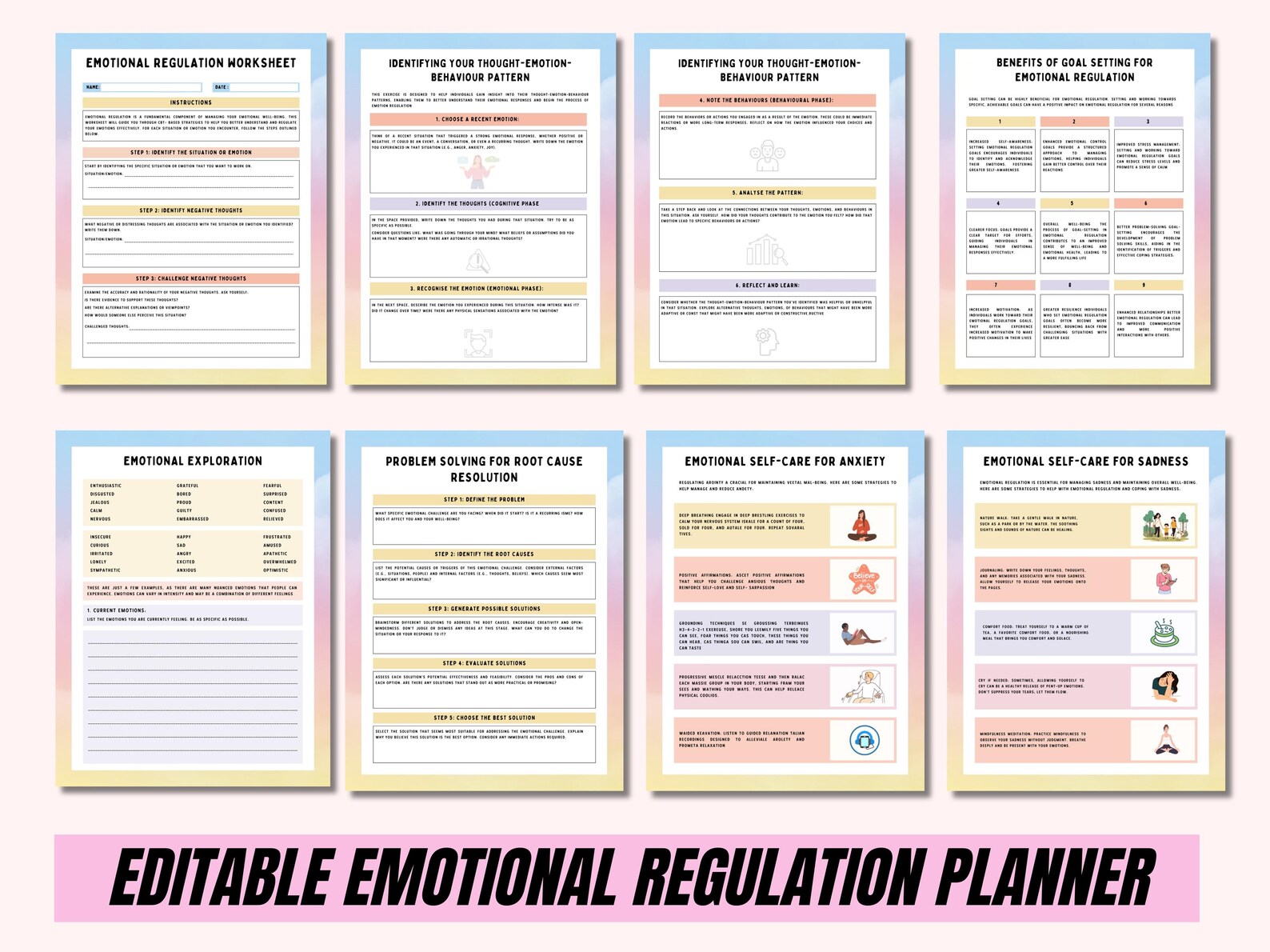 Emotional Regulation Bundle: 25 Printable Worksheets, Activities & Tools for Self-Care - Image 6