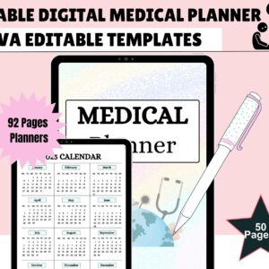 Editable Digital Medical Planner | Canva Wellness Template