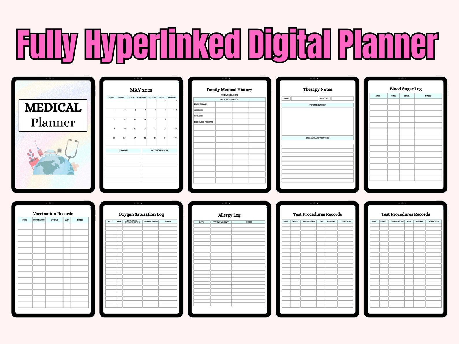 Editable Digital Medical Planner | Canva Wellness Template - Image 7