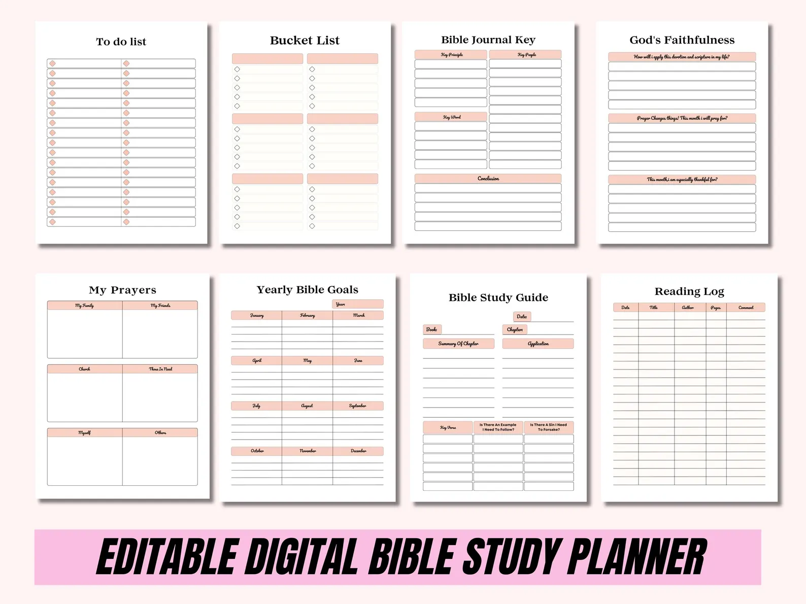 Prayer Journal Bundle: Bible Study, Gratitude Prompts (Canva Template & Printable PDF) - Image 6