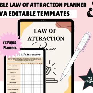 Law of Attraction Planner: Canva Template, Manifestation Journal