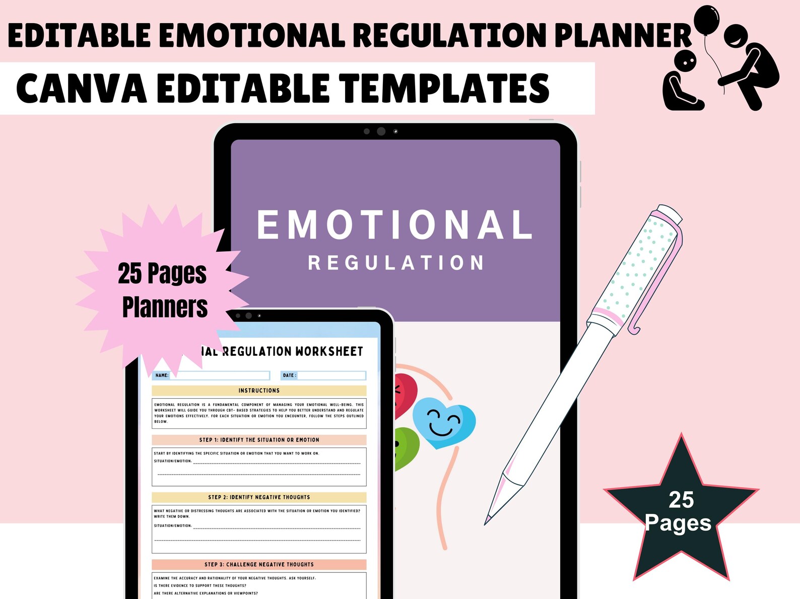 Emotional Regulation Bundle: 25 Printable Worksheets, Activities & Tools for Self-Care - Image 8