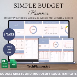 Budget Planner Template: Monthly & Weekly Tracker - Easy Finance Organizer