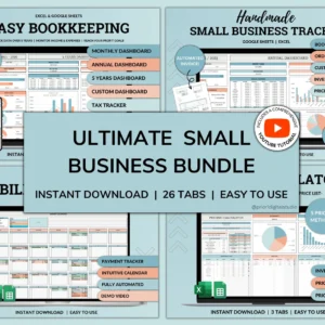 Small Business Bundle Bookkeeping Inventory Tracker Order Tracker Product Handmade Pricing Calculator Smart Bill Calendar Google Sheet Excel
