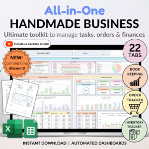 Small Business Bookkeeping Tracker Inventory Tracker Order Tracker Handmade Product Task Tracker Pricing Calculator Google Sheets Excel