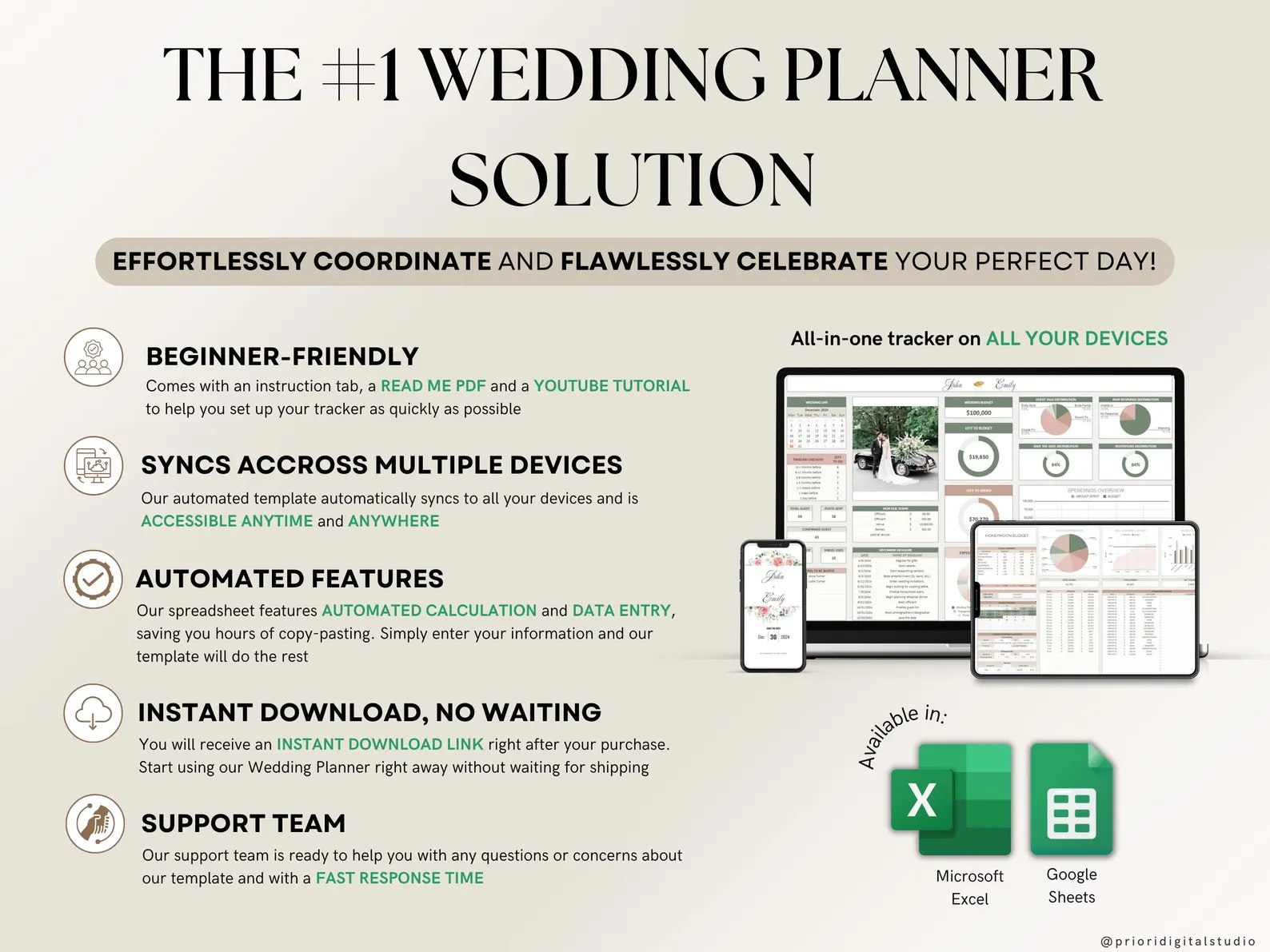 Wedding Planner Spreadsheet Wedding Budget Tracker Wedding Timeline Checklist Guest List Tracker Wedding Itinerary Seating Plan Wedding Gift - Image 2