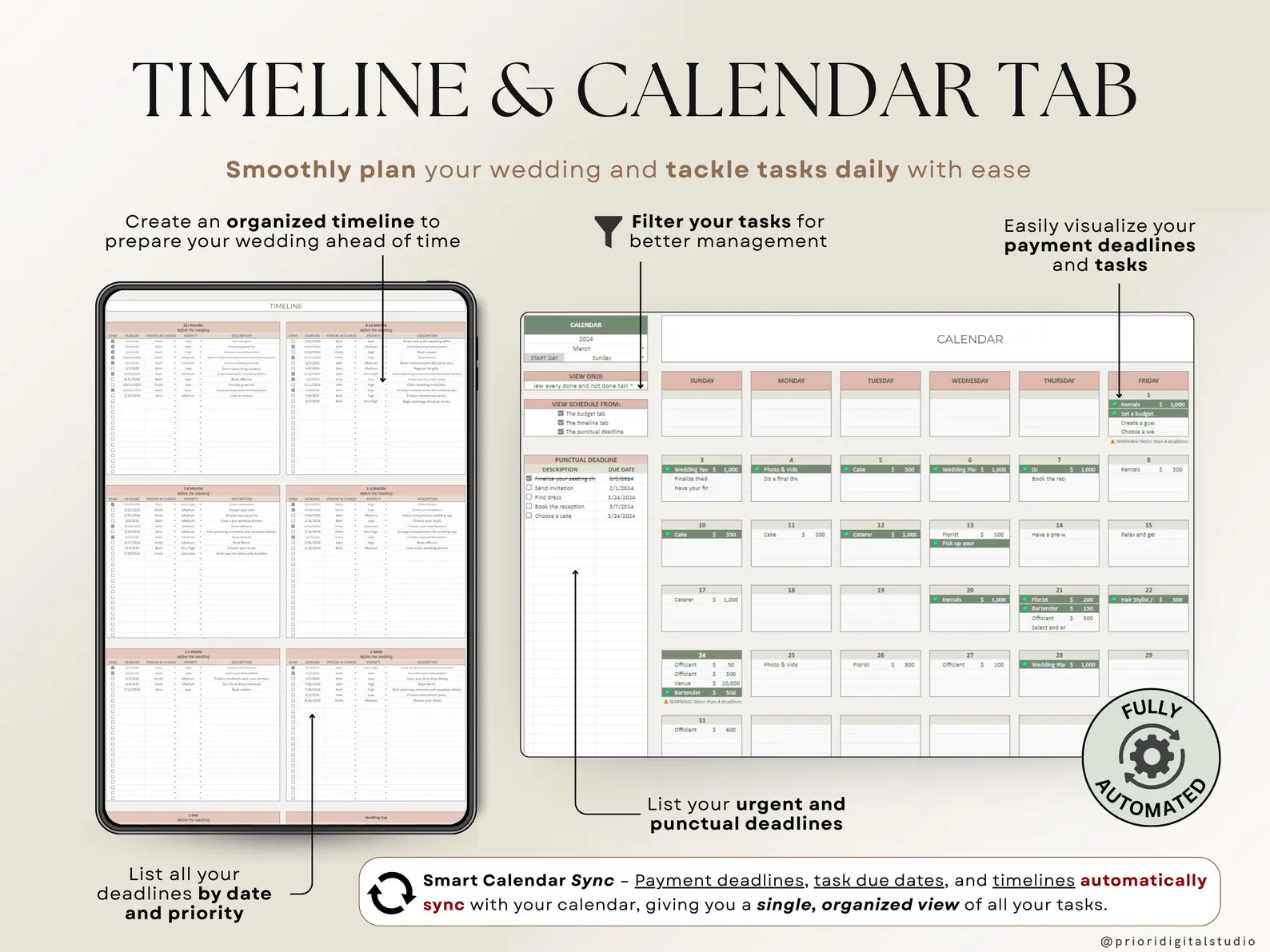 Wedding Planner Spreadsheet Wedding Budget Tracker Wedding Timeline Checklist Guest List Tracker Wedding Itinerary Seating Plan Wedding Gift - Image 5