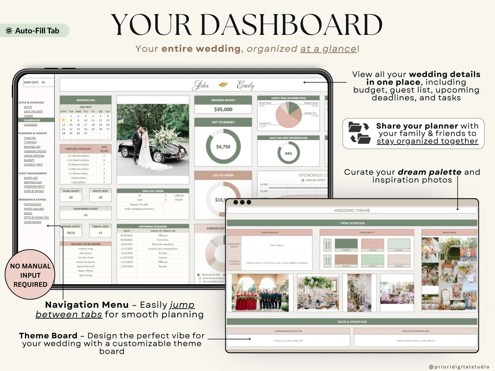 Wedding Planner Spreadsheet Wedding Budget Tracker Wedding Timeline Checklist Guest List Tracker Wedding Itinerary Seating Plan Wedding Gift - Image 6