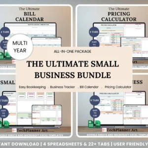 Small Business Spreadsheet Bundle: Bookkeeping, Inventory, Pricing (Google Sheet & Excel)