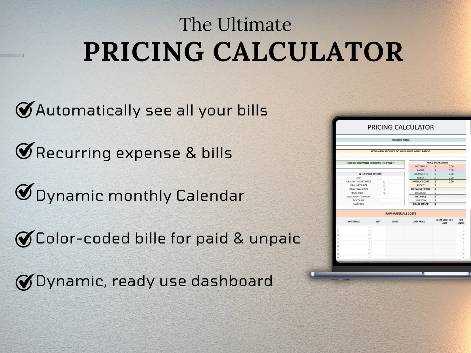 Small Business Spreadsheet Bundle: Bookkeeping, Inventory, Pricing (Google Sheet & Excel) - Image 5