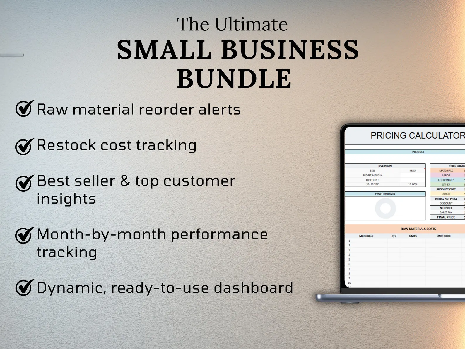 Small Business Spreadsheet Bundle: Bookkeeping, Inventory, Pricing (Google Sheet & Excel) - Image 6