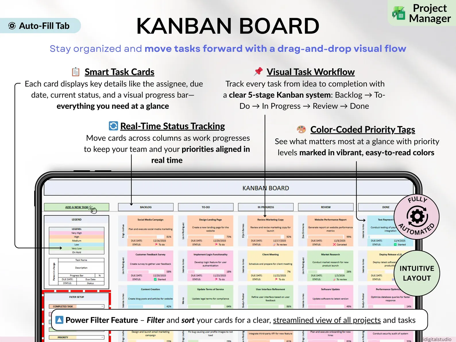 Professional Planner Bundle Project Management Excel Template Task Tracker Google Sheets Work OneNote Planner Weekly Planner Budget Tracker - Image 4