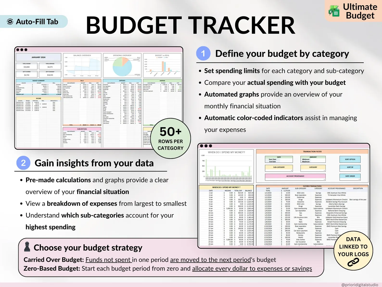 Professional Planner Bundle Project Management Excel Template Task Tracker Google Sheets Work OneNote Planner Weekly Planner Budget Tracker - Image 6