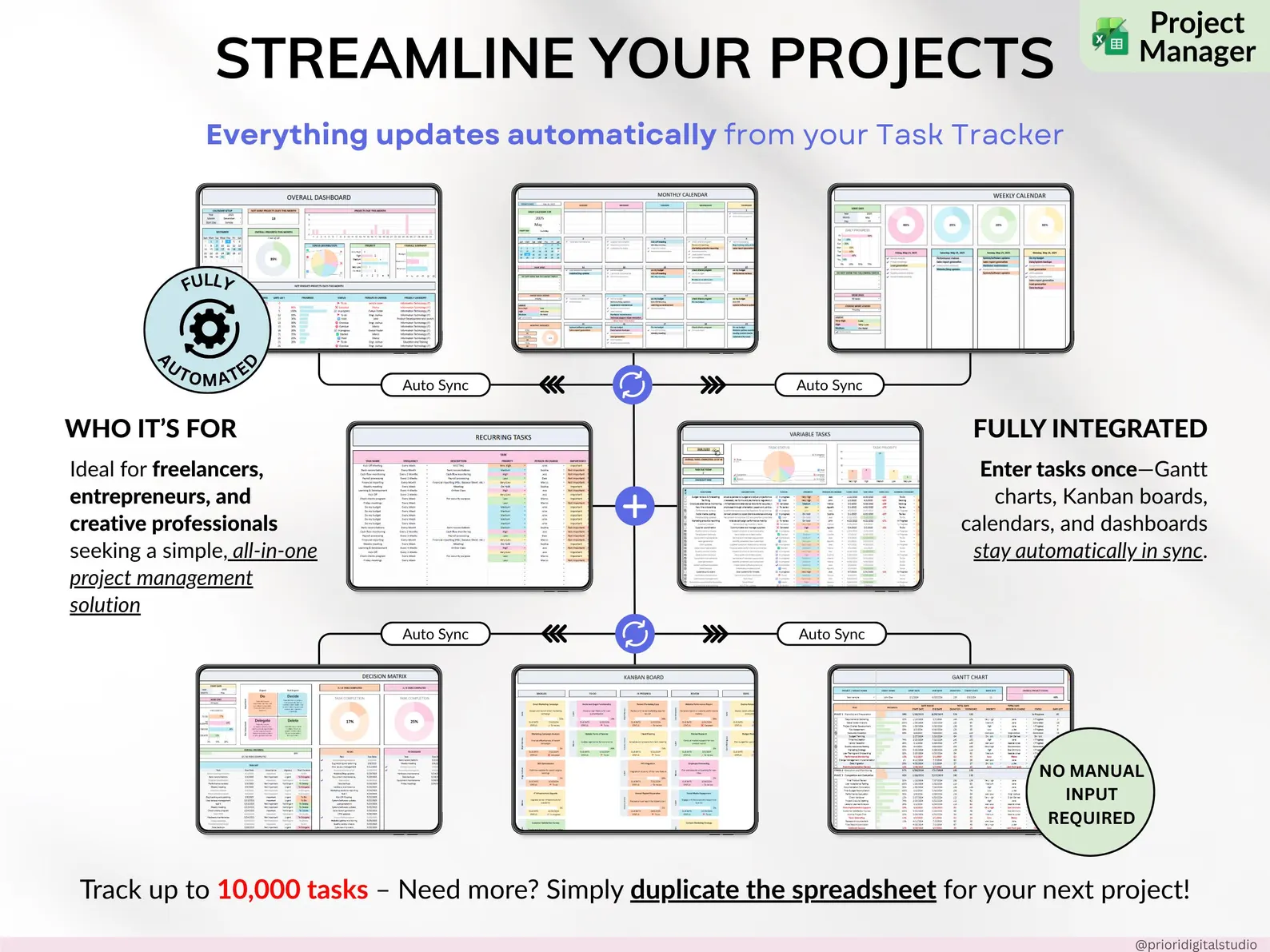 Professional Planner Bundle Project Management Excel Template Task Tracker Google Sheets Work OneNote Planner Weekly Planner Budget Tracker - Image 9
