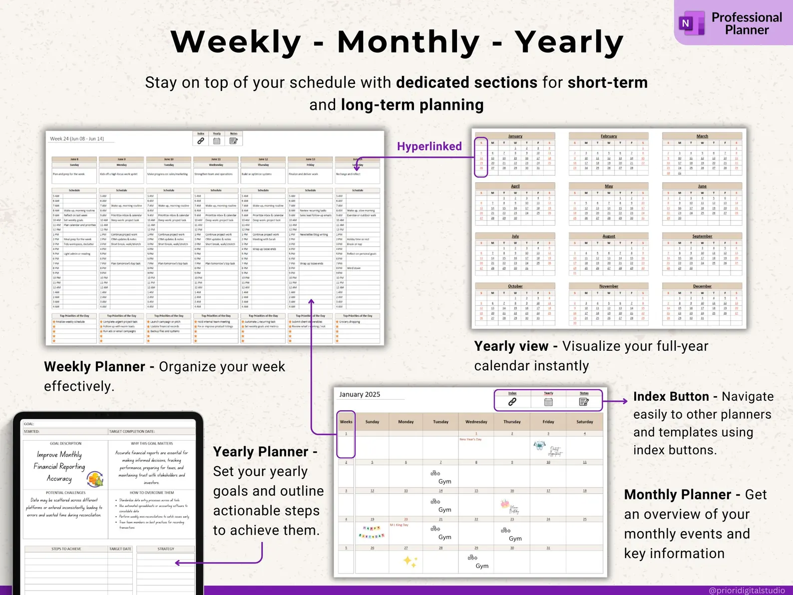 Professional Planner Bundle Project Management Excel Template Task Tracker Google Sheets Work OneNote Planner Weekly Planner Budget Tracker - Image 10