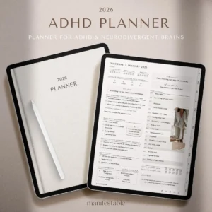 2026 ADHD Planner, ADHD Digital Planner, Goodnotes Planner, iPad Planner, Daily Weekly Monthly Planner, Productivity, Self Care Planner