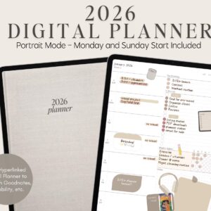 2026 Digital Planner by Allie Marie Digital, Portrait, Monthly Weekly Daily for Goodnotes, iPad